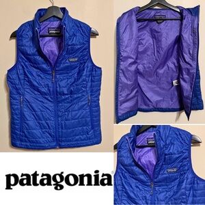 Patagonia Nano Puff Vest Women’s Purple Quilted Full Zip Primaloft Puffer Size L